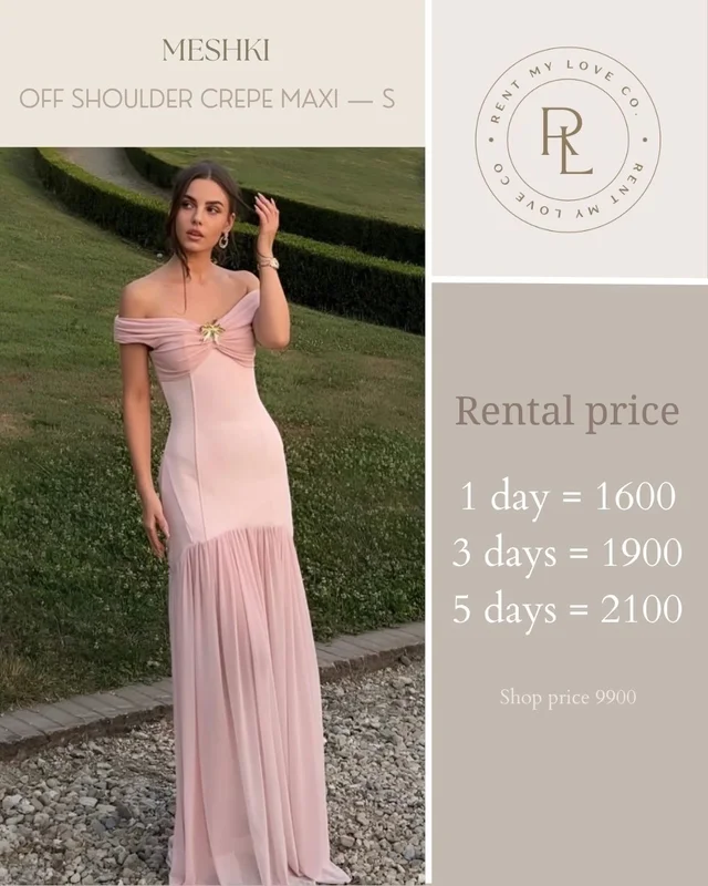 Off Shoulder Crepe Maxi Dress