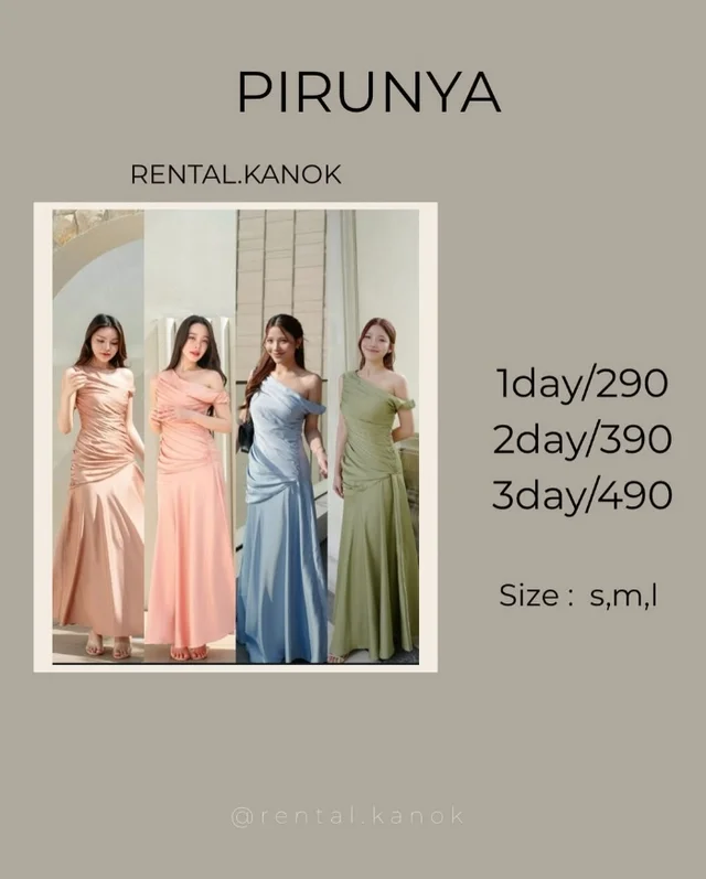 PIRUNYA – เดรสปาดไหล่หรูเรียบสวย Maxi Dress 1