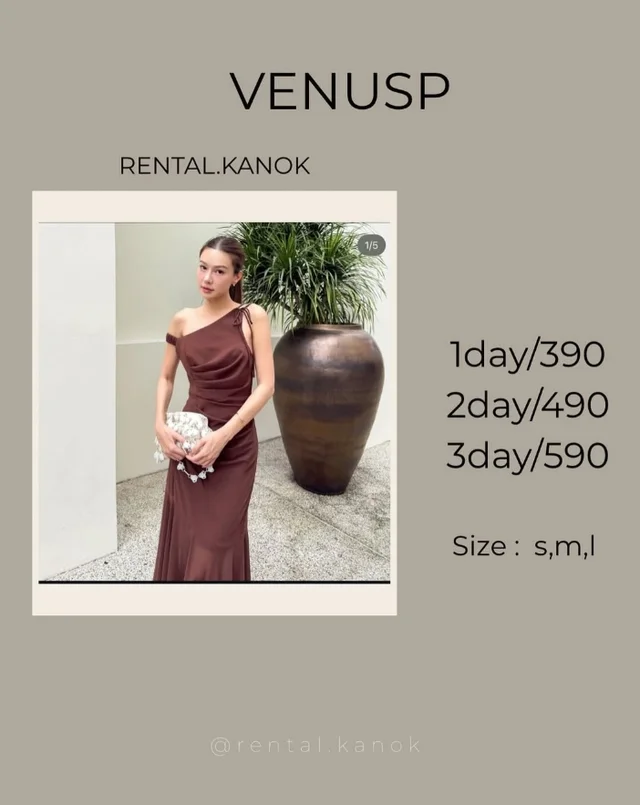 VENUSP – เดรสไหล่เฉียงหรูหราสุดปัง Maxi Dress