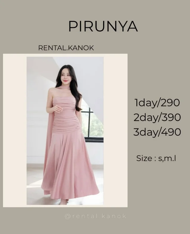 PIRUNYA – เดรสเกาะอกผ้าคลุมหวานหรู Long Dress