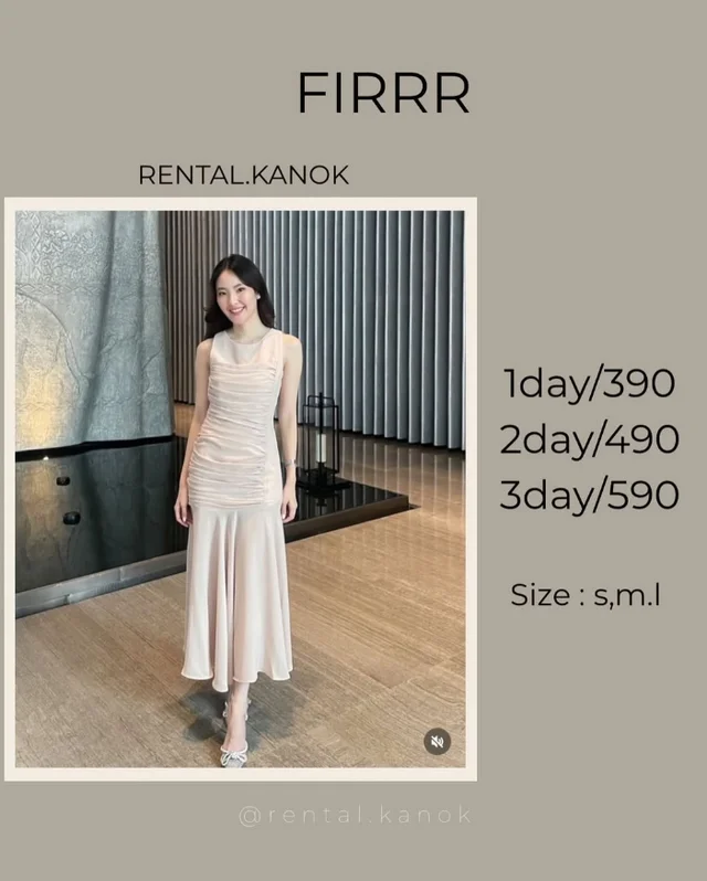FIRRR – เดรสแขนกุดหวานหรูจับเดรป Long Dress