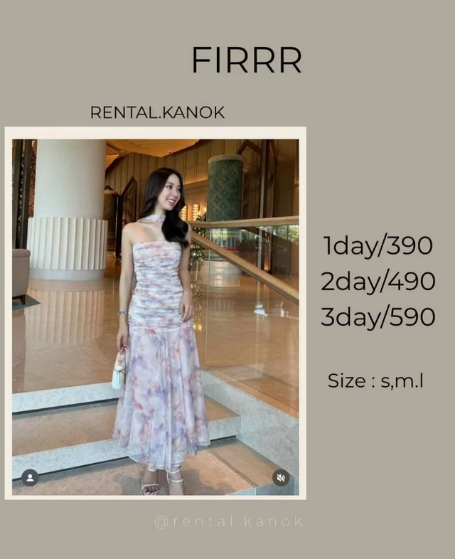 FIRRR – เดรสเกาะอกลายหวานหรูพริ้วละมุน Long Dress thumbnail 1