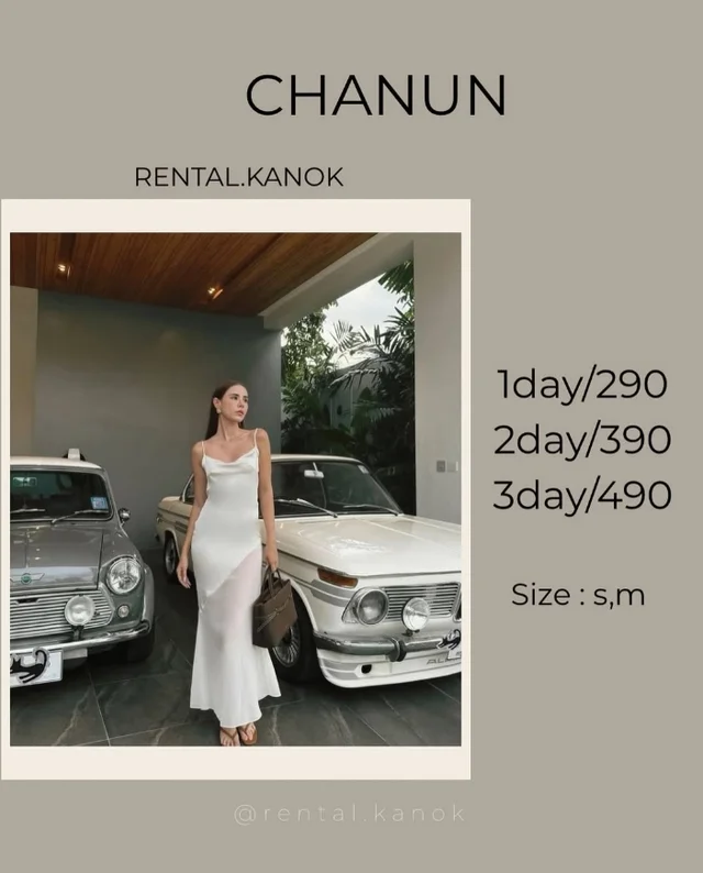 CHANUN – เดรสสายเดี่ยวซาตินขาวคลีนหรู