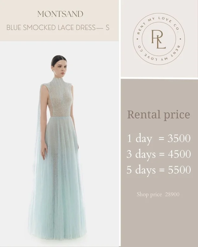 Blue Smocked Lace Dress