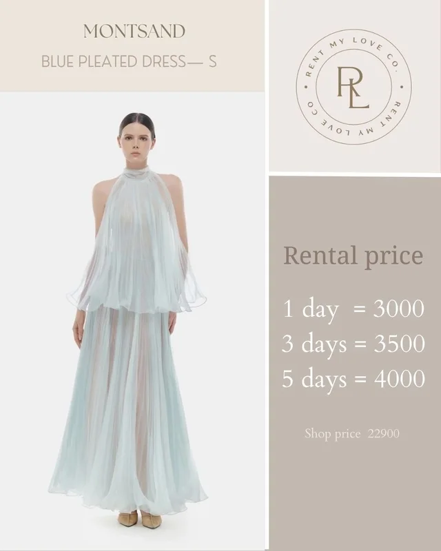 Blue Pleated Dress