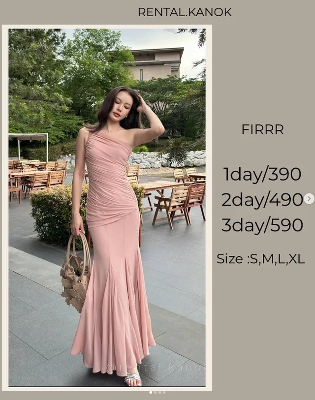 FIRRR – เดรสชมพูนู้ดไหล่เฉียง หรูเซ็กซี่แพง 1