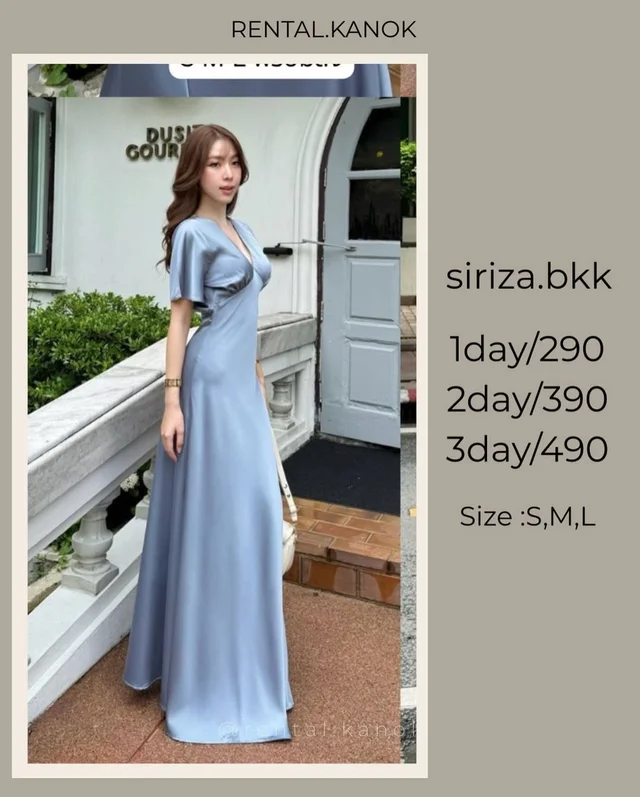siriza.bkk เดรสยาวสีฟ้าเทาเรียบหรูดูแพง