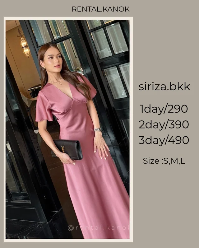 siriza.bkk เดรสยาวสีชมพูกุหลาบเรียบหรู 1