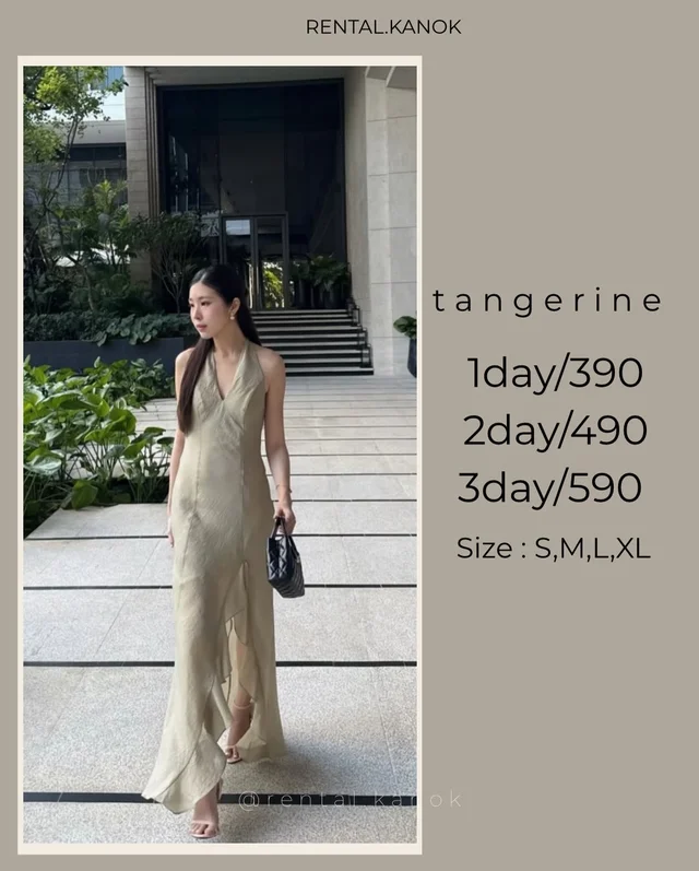 Tangerine เดรสยาวคล้องคอสีเขียวมินต์เรียบหรู