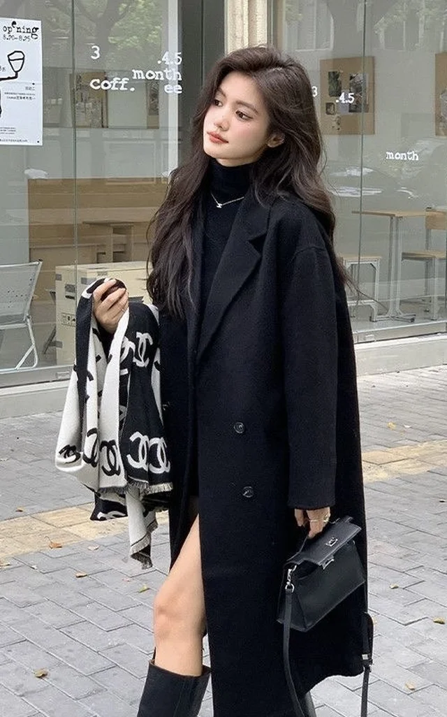 Yuanli Select TW โค้ทยาวสีดำลุคสาวเท่เรียบหรู (alternate)