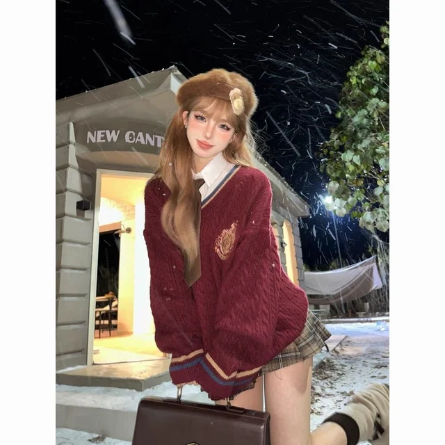 Yuanli Select TW เซ็ตสเวตเตอร์ลุคสาวนักเรียนเกาหลีเท่หวาน (alternate)