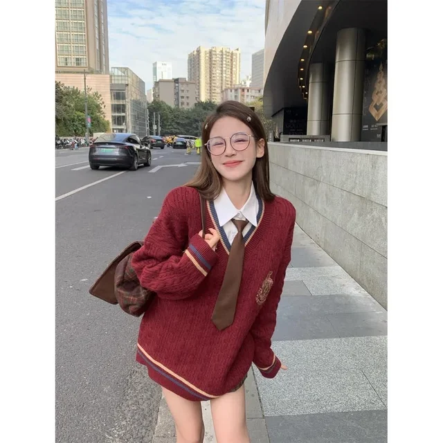 Yuanli Select TW เซ็ตสเวตเตอร์ลุคสาวนักเรียนเกาหลีเท่หวาน thumbnail 6