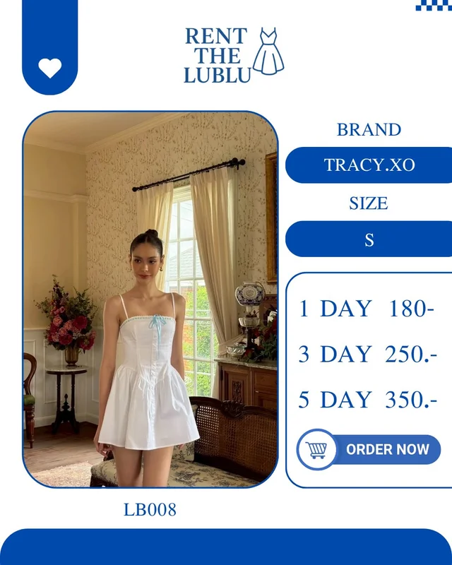 TRACYXO เดรสสายเดี่ยวขาวหวานคุณหนู