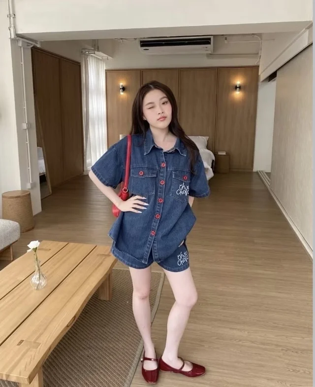 Redvelvet denim set เซ็ตยีนส์สีเข้ม thumbnail 3