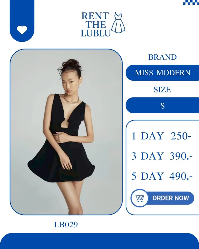 MISS MODERN เดรสคอวีลึกสีดำ แซ่บหรู Mini Dress