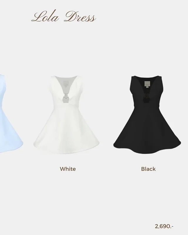 MISS MODERN เดรสคอวีสีขาว หรูหวานเรียบแพง Mini Dress thumbnail 2