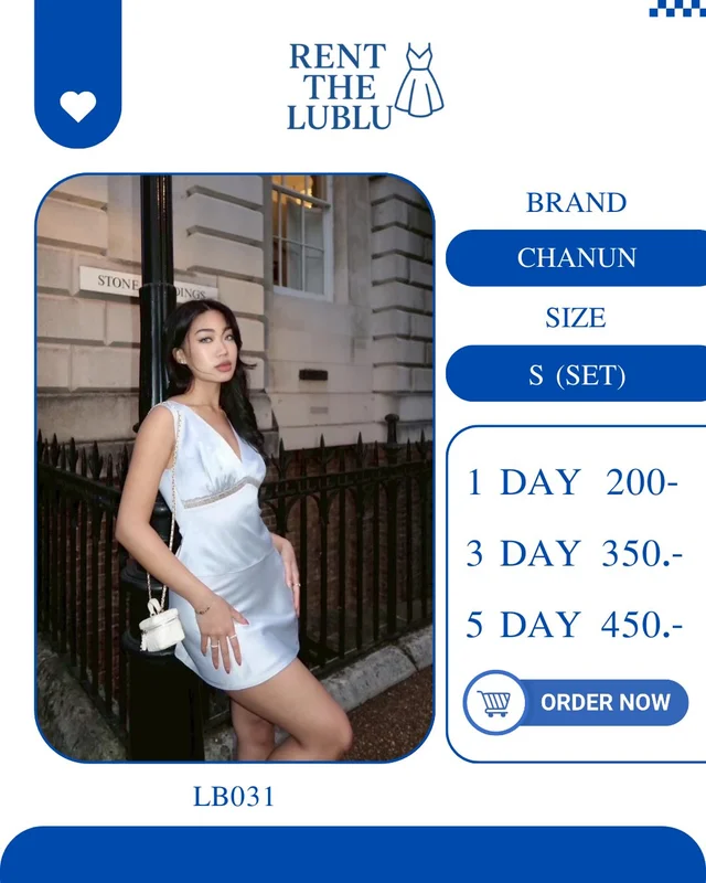 CHANUN เดรสสายเดี่ยวสีฟ้า หวานหรูละมุน Mini Dress
