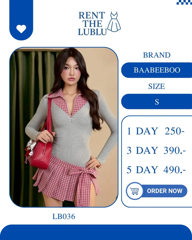BAABEEBOO เซตเสื้อแขนยาวลายสก็อตชมพู น่ารักแซ่บ Twopiece