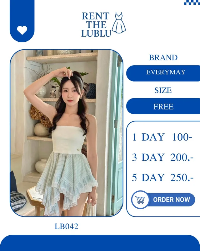 EVERYMAY เดรสเกาะอกสีเขียวมิ้นท์ หวานละมุน น่ารัก Mini Dress