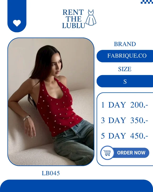 FABRIQUECO เสื้อคล้องคอสีแดงคริสตัล แซ่บหรูสายแฟ Top