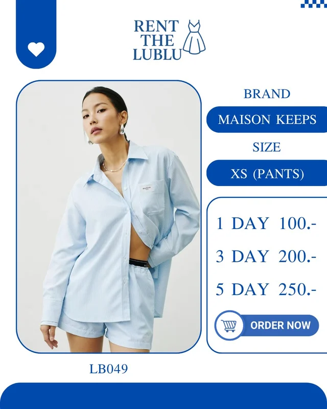 MAISON KEEPS เซตเสื้อเชิ้ตลายทางฟ้าขาว เท่คลีนมินิมอล Twopiece thumbnail 1