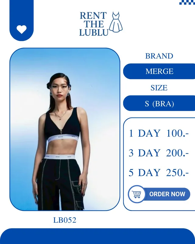 MERGE สปอร์ตบราเอวลอยสีดำ เท่แซ่บสายสปอร์ต Bra Top