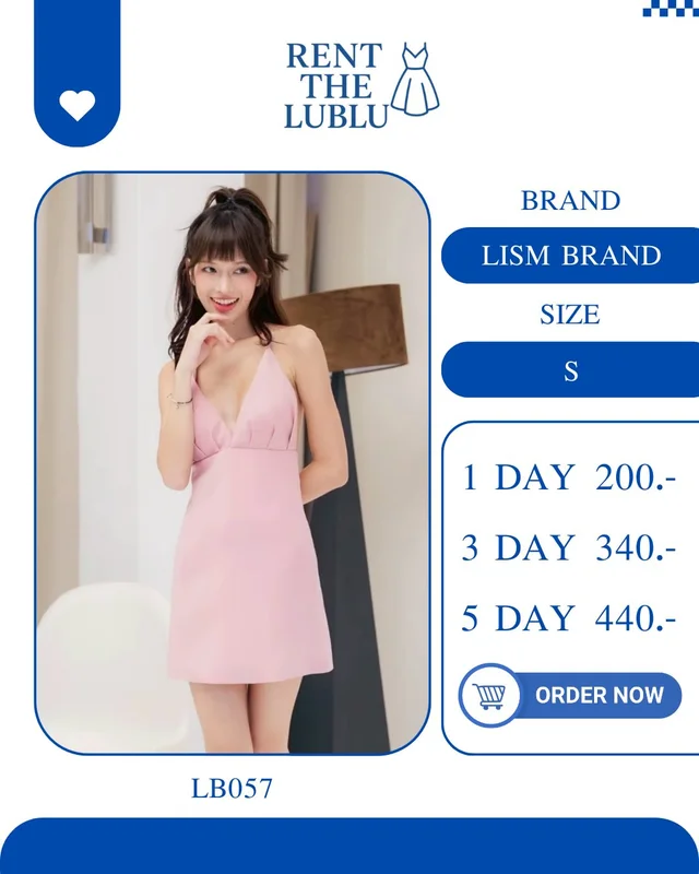 LISM BRAND เดรสสายคล้องคอสีชมพู หวานน่ารักละมุน