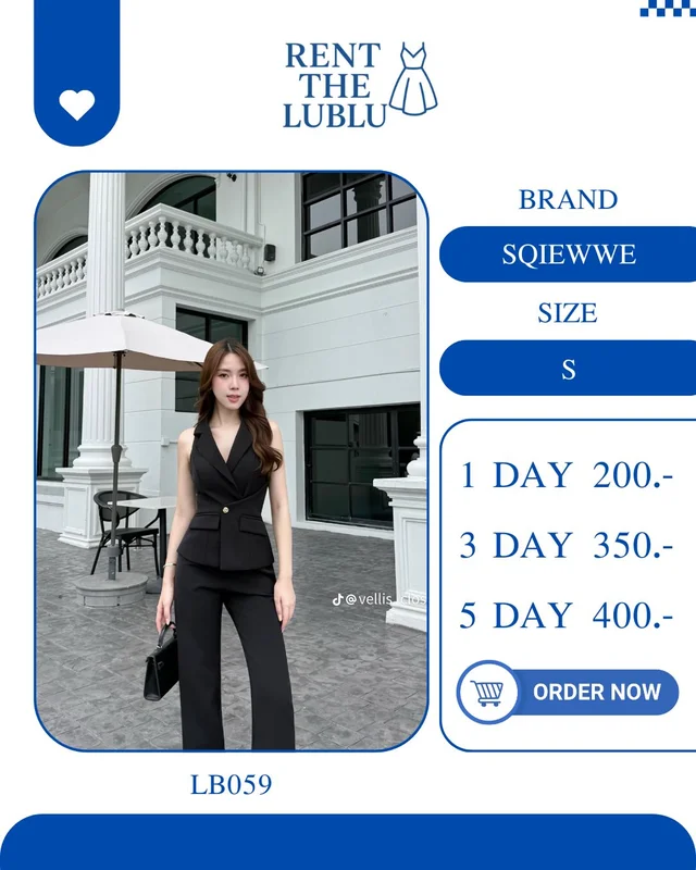 SQIEWWE เซ็ตสูทแขนกุดสีดำ หรูเท่สายแฟ