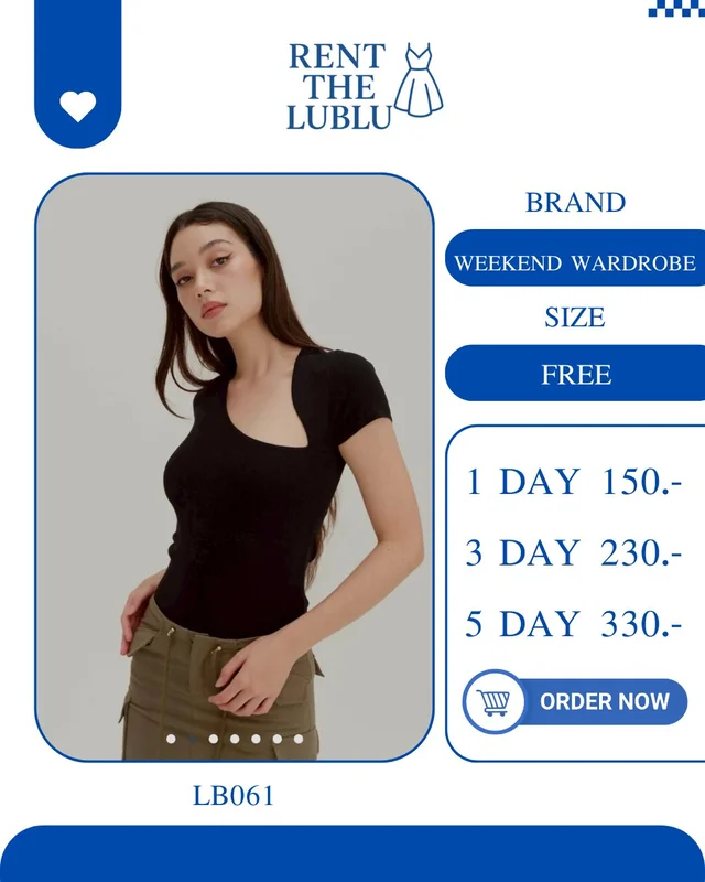 WEEKEND WARDROBE เสื้อยืดเข้ารูปสีดำ มินิมอลเซ็กซี่