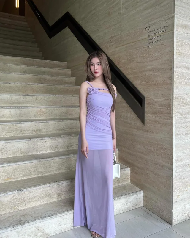 MISSRIGHTSTUDIO เดรสยาวม่วงละมุน หรูเรียบดูแพง thumbnail 3