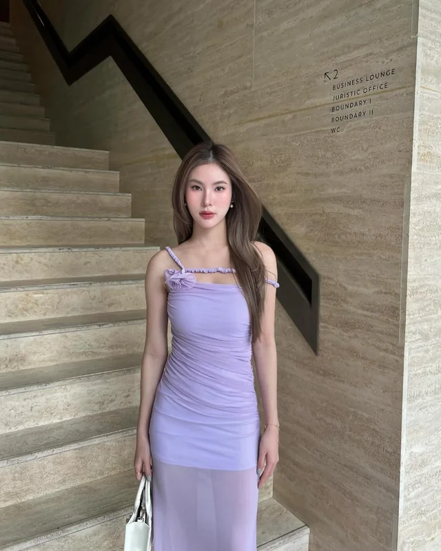 MISSRIGHTSTUDIO เดรสยาวม่วงละมุน หรูเรียบดูแพง thumbnail 4