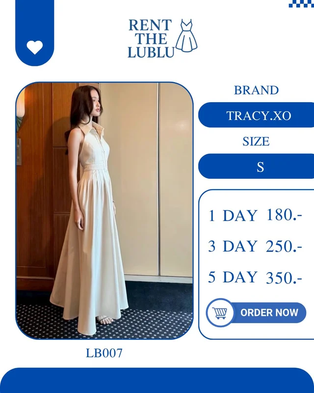 TRACYXO เดรสยาวคอปกสีครีม เรียบหรูดูแพง