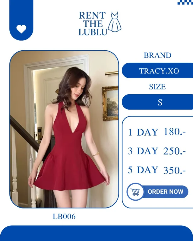 TRACYXO เดรสสั้นสีแดงสายแซ่บ เซ็กซี่หรู