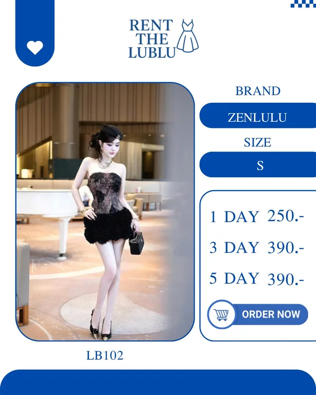 ZENLULU เดรสเกาะอกลูกไม้ดำ หรูแซ่บสายปาร์ตี้
