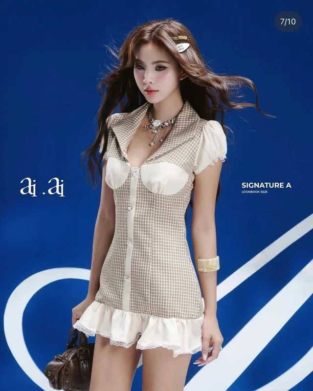 AIAI เดรสสั้นลุคหวานละมุนสไตล์วินเทจ thumbnail 5