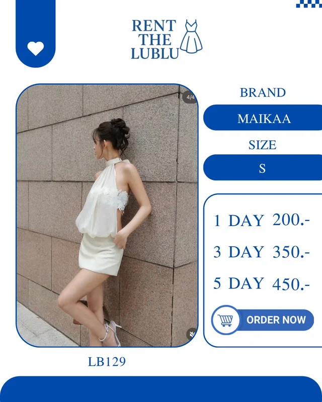 MAIKAA เดรสคล้องคอสีขาวหวานหรูละมุน