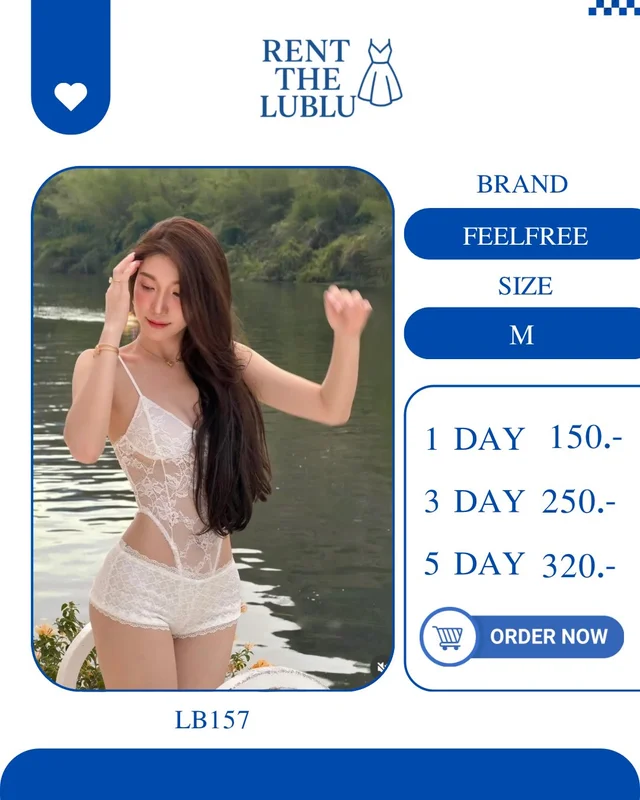 FEELFREE เซ็ตลูกไม้ซีทรูสุดแซ่บ White Lace Bodysuit Set
