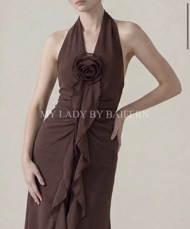 My Lady By Baifern เดรสยาวน้ำตาลดอกกุหลาบ หรูแพงตัวแม่ thumbnail 3