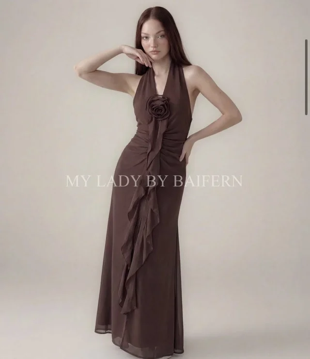 My Lady By Baifern เดรสยาวน้ำตาลดอกกุหลาบ หรูแพงตัวแม่ thumbnail 5