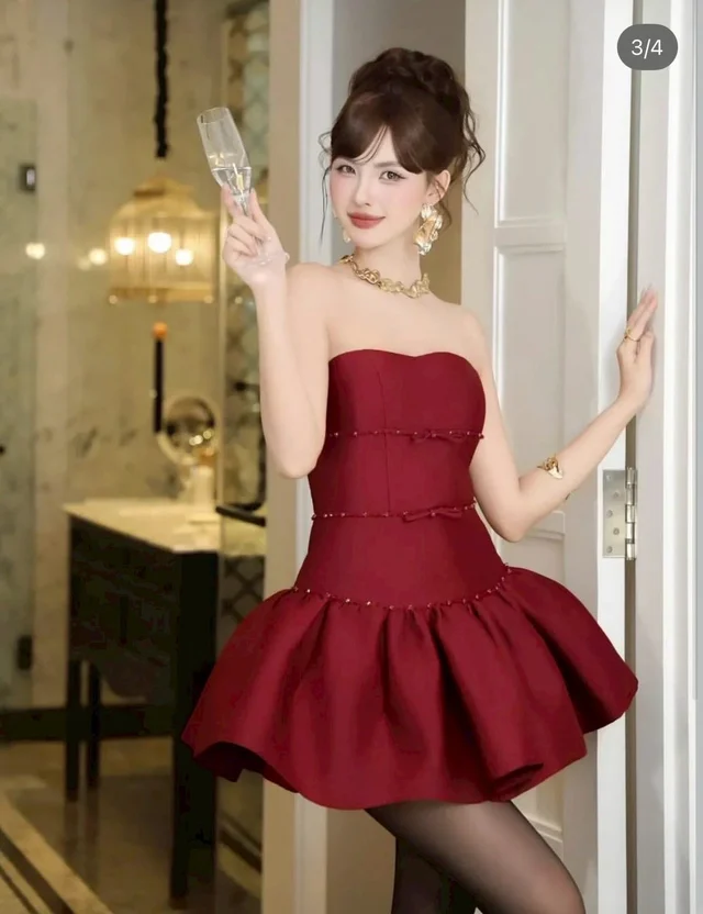 Tran Ali – Burgundy Strapless Mini Dress thumbnail 4