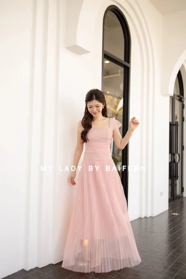 MY LADY BY BAIFERN เดรสยาวสีชมพูพลีตหวานละมุน ลุคคุณหนูเรียบร้อย (alternate)