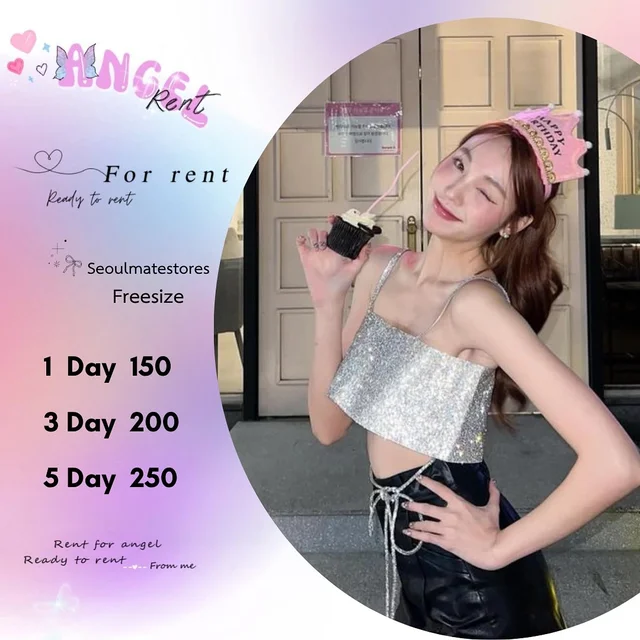 Seoulmatestores – เสื้อสายเดี่ยวกลิตเตอร์สุดแซ่บ Crop Top