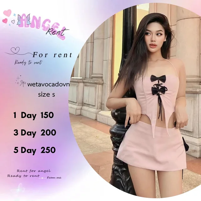 Wetavocadovn – เซตสายเดี่ยวโบว์แซ่บหวาน Two Piece ชุดเวียดนาม