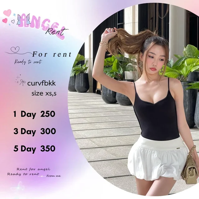 curvfbkk เซ็ตสายเดี่ยวดำกระโปรงขาวน่ารักแซ่บ Two Piece