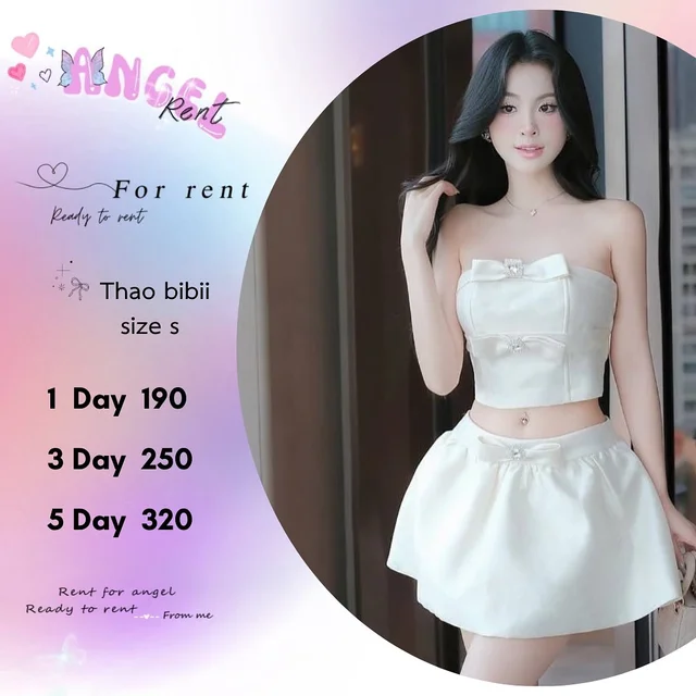 Thao bibii เซ็ตเกาะอกสีขาวหวานหรูสไตล์คุณหนู