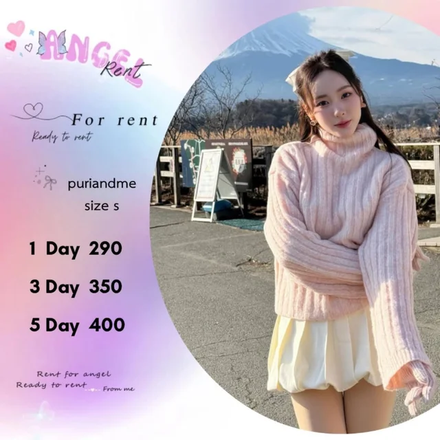 Puriandme ชุดไหมพรมคอเต่าสีพาสเทลหวาน 1