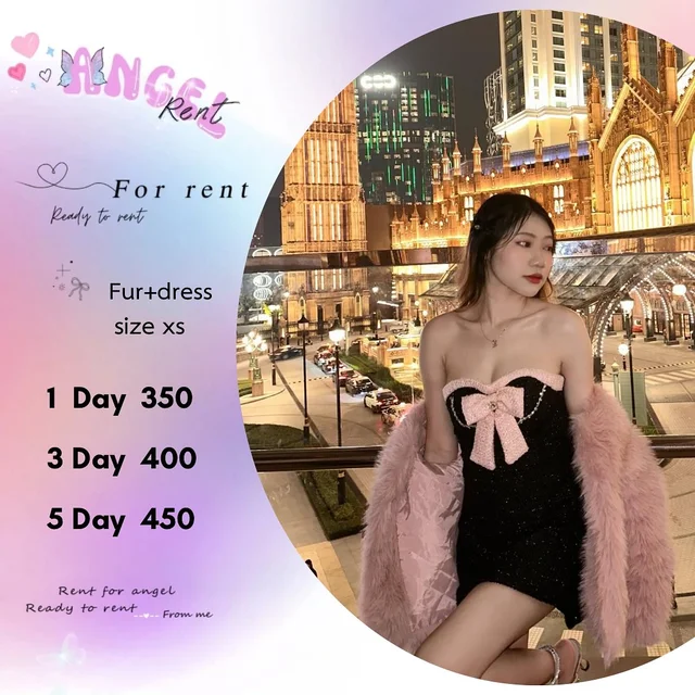 Fur+dress เดรสเกาะอกโบว์ชมพูหวานหรู Mini Dress