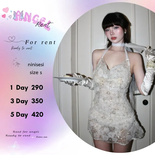 Ninisesi เดรสคล้องคอคริสตัลหวานหรู