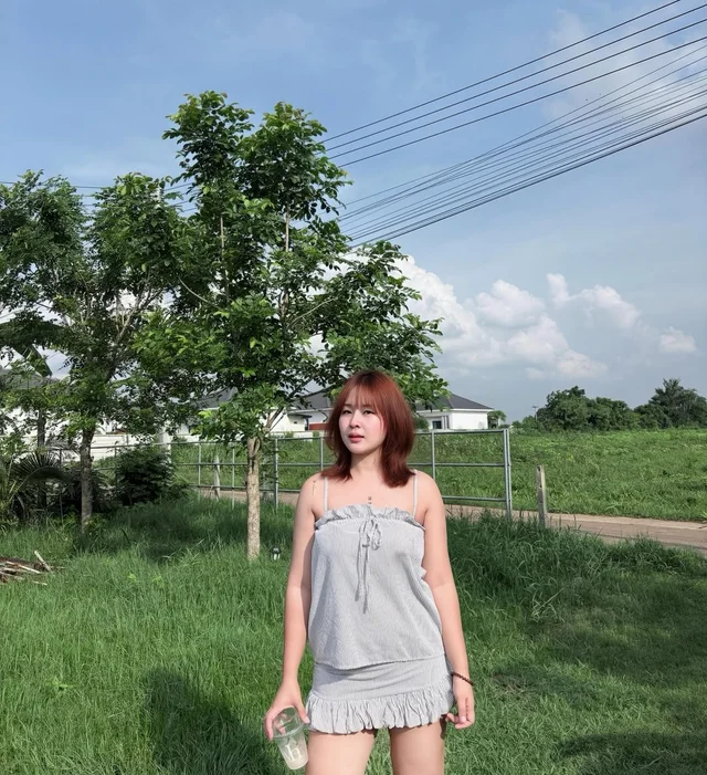 เซ็ตเสื้อสายเดี่ยวกางเกงขาสั้นลายทางฟ้าขาว Blue Stripe Casual Set thumbnail 3