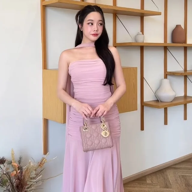 Pirunya LD20 Chiffon Pink Long Dress  thumbnail 3